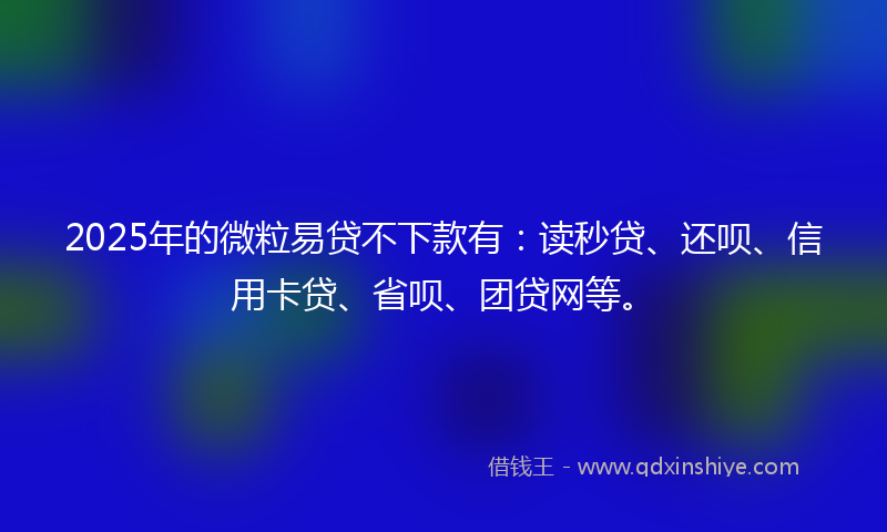 2025年的微粒易贷不下款有：读秒贷、还呗、信用卡贷、省呗、团贷网等。