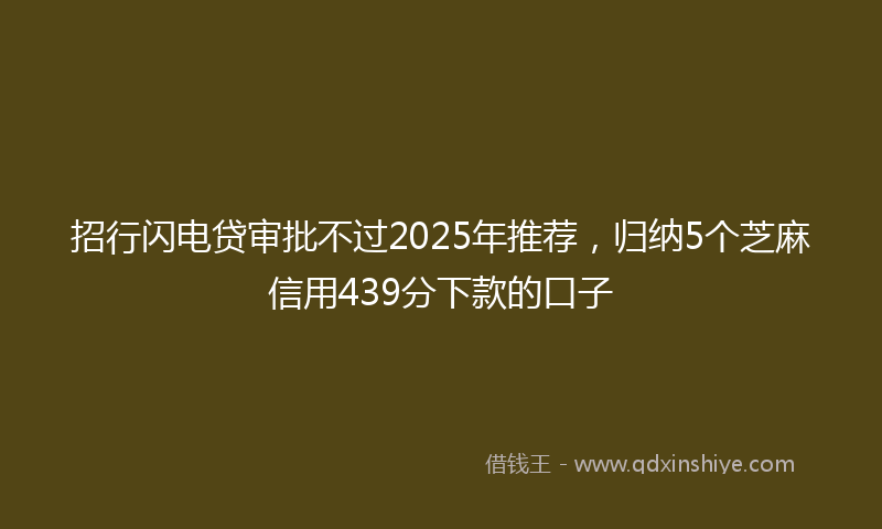 招行闪电贷审批不过2025年推荐，归纳5个芝麻信用439分下款的口子