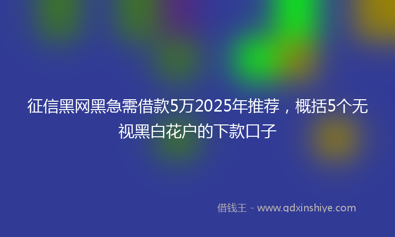 征信黑网黑急需借款5万2025年推荐，概括5个无视黑白花户的下款口子
