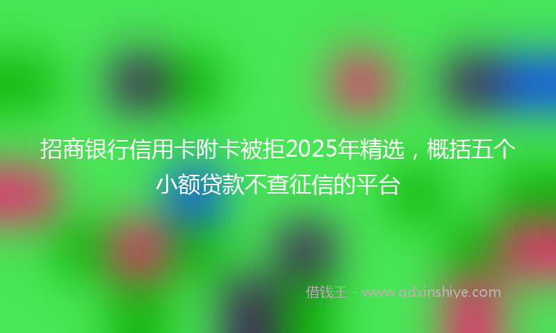 招商银行信用卡附卡被拒2025年精选，概括五个小额贷款不查征信的平台