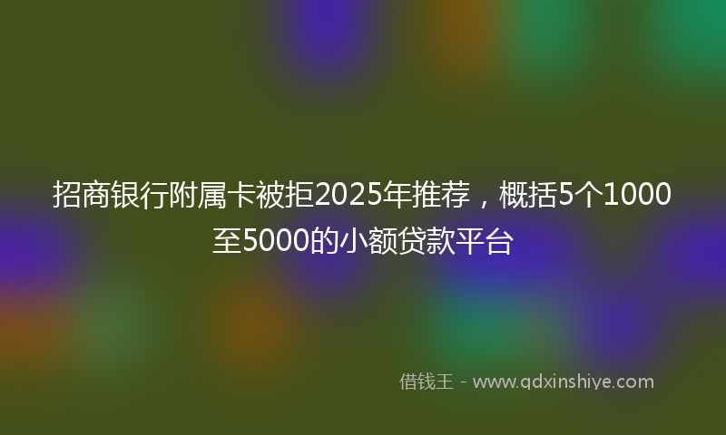 招商银行附属卡被拒2025年推荐，概括5个1000至5000的小额贷款平台