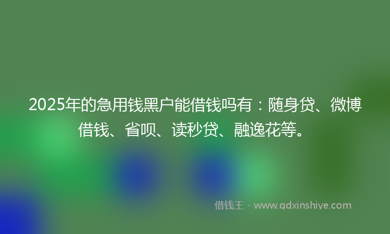 2025年的急用钱黑户能借钱吗有：随身贷、微博借钱、省呗、读秒贷、融逸花等。
