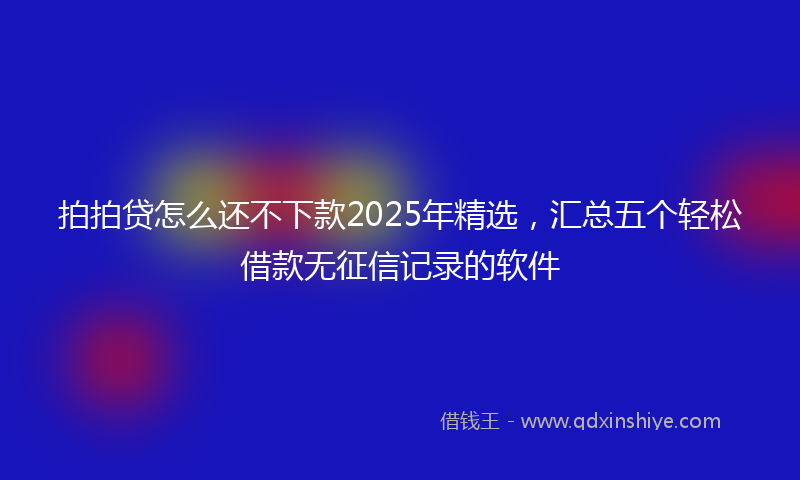 拍拍贷怎么还不下款2025年精选，汇总五个轻松借款无征信记录的软件