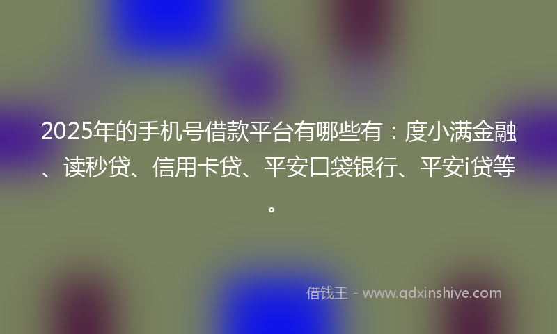 2025年的手机号借款平台有哪些有：度小满金融、读秒贷、信用卡贷、平安口袋银行、平安i贷等。