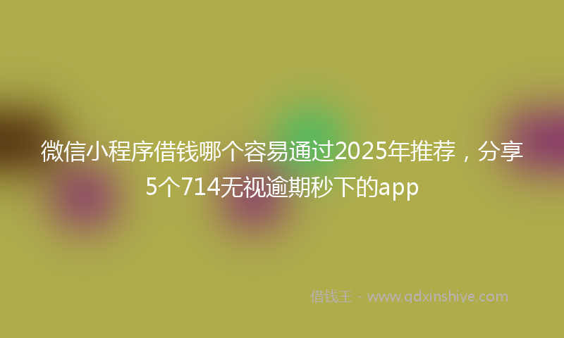 微信小程序借钱哪个容易通过2025年推荐，分享5个714无视逾期秒下的app