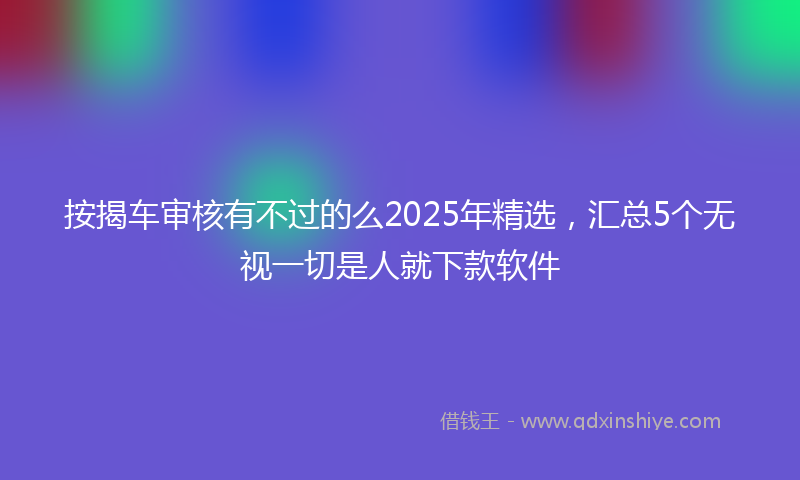 按揭车审核有不过的么2025年精选，汇总5个无视一切是人就下款软件