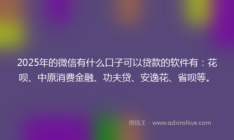 2025年的微信有什么口子可以贷款的软件有：花呗、中原消费金融、功夫贷、安逸花、省呗等。