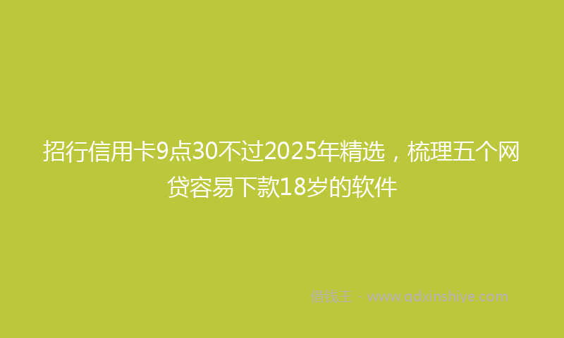 招行信用卡9点30不过2025年精选，梳理五个网贷容易下款18岁的软件