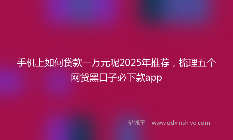 手机上如何贷款一万元呢2025年推荐，梳理五个网贷黑口子必下款app