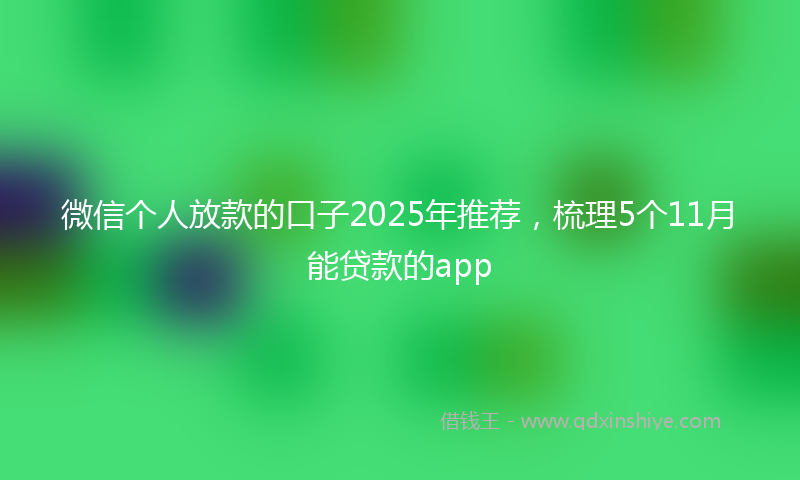 微信个人放款的口子2025年推荐，梳理5个11月能贷款的app