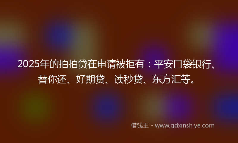 2025年的拍拍贷在申请被拒有：平安口袋银行、替你还、好期贷、读秒贷、东方汇等。