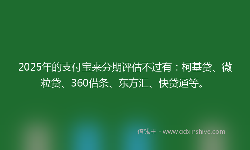 2025年的支付宝来分期评估不过有：柯基贷、微粒贷、360借条、东方汇、快贷通等。