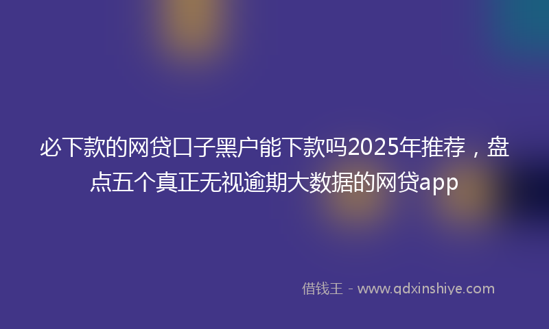 必下款的网贷口子黑户能下款吗2025年推荐，盘点五个真正无视逾期大数据的网贷app