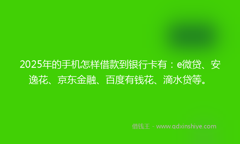 2025年的手机怎样借款到银行卡有：e微贷、安逸花、京东金融、百度有钱花、滴水贷等。