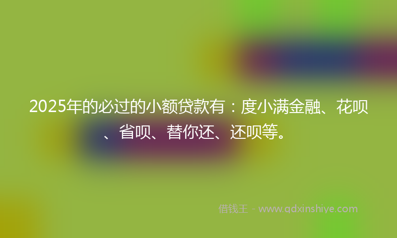 2025年的必过的小额贷款有：度小满金融、花呗、省呗、替你还、还呗等。