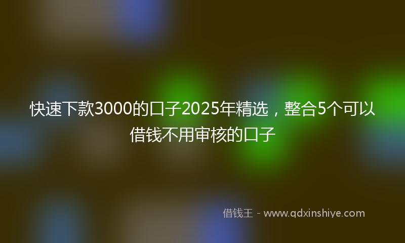 快速下款3000的口子2025年精选，整合5个可以借钱不用审核的口子