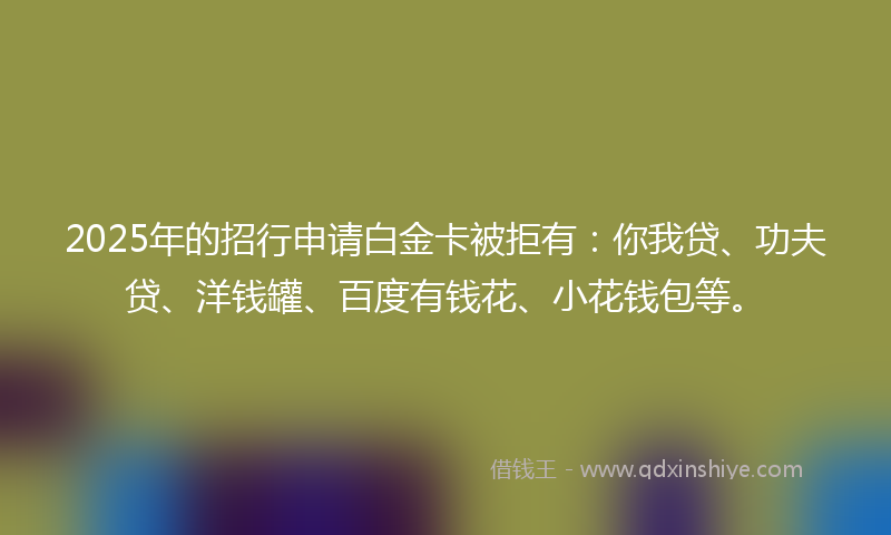 2025年的招行申请白金卡被拒有：你我贷、功夫贷、洋钱罐、百度有钱花、小花钱包等。