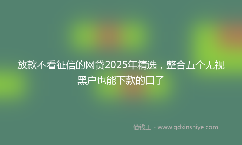 放款不看征信的网贷2025年精选，整合五个无视黑户也能下款的口子