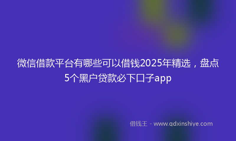 微信借款平台有哪些可以借钱2025年精选，盘点5个黑户贷款必下口子app