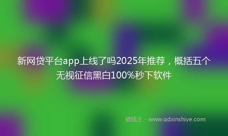 新网贷平台app上线了吗2025年推荐，概括五个无视征信黑白100%秒下软件