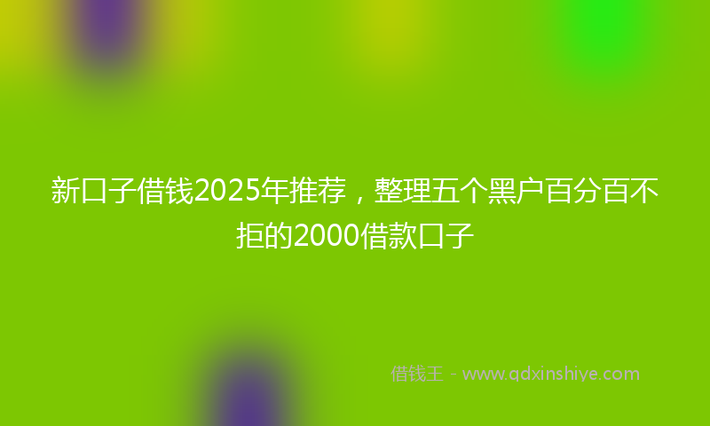 新口子借钱2025年推荐，整理五个黑户百分百不拒的2000借款口子