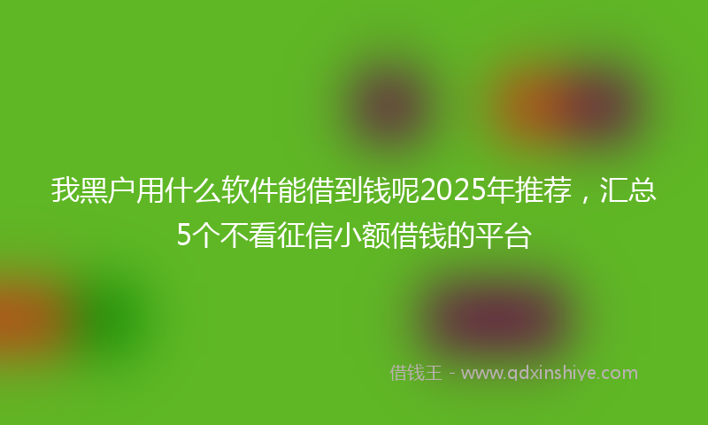 我黑户用什么软件能借到钱呢2025年推荐，汇总5个不看征信小额借钱的平台