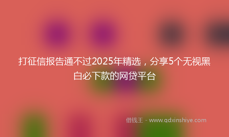 打征信报告通不过2025年精选，分享5个无视黑白必下款的网贷平台