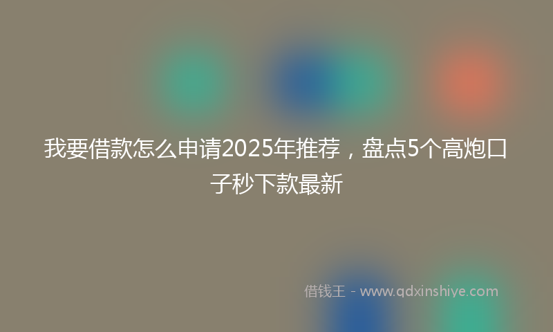 我要借款怎么申请2025年推荐，盘点5个高炮口子秒下款最新