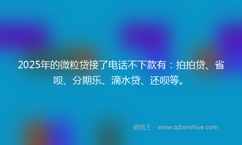 2025年的微粒贷接了电话不下款有：拍拍贷、省呗、分期乐、滴水贷、还呗等。