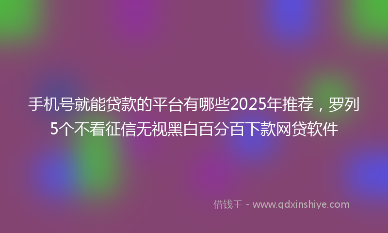 手机号就能贷款的平台有哪些2025年推荐，罗列5个不看征信无视黑白百分百下款网贷软件
