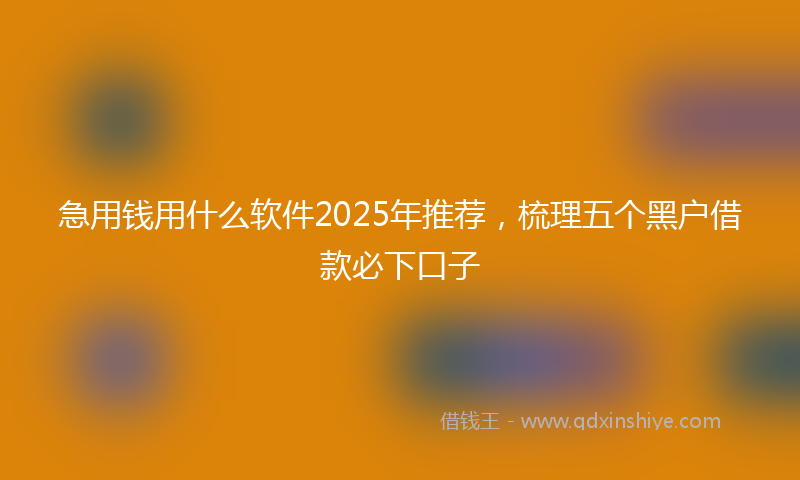 急用钱用什么软件2025年推荐，梳理五个黑户借款必下口子