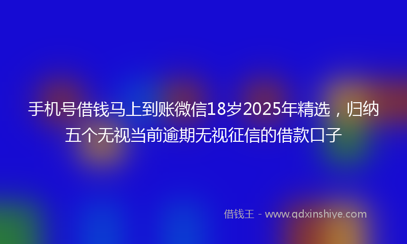 手机号借钱马上到账微信18岁2025年精选，归纳五个无视当前逾期无视征信的借款口子