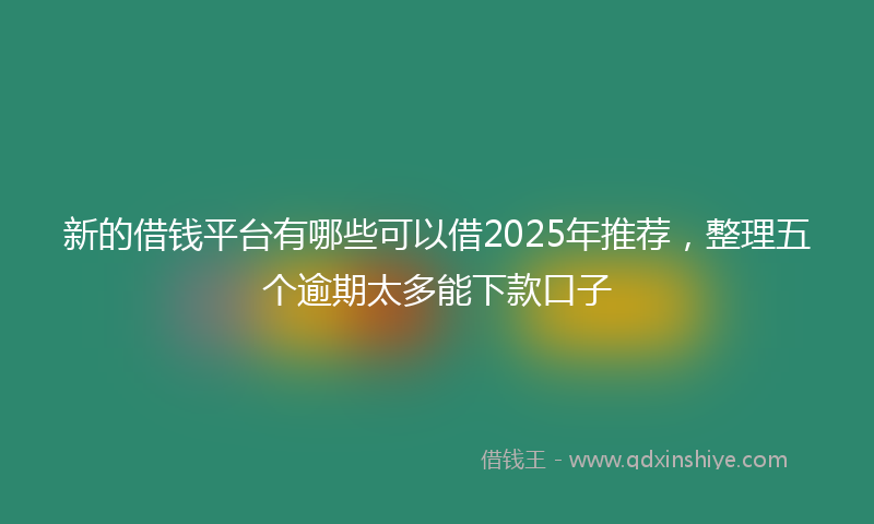 新的借钱平台有哪些可以借2025年推荐，整理五个逾期太多能下款口子