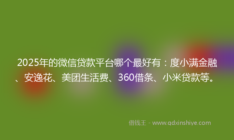 2025年的微信贷款平台哪个最好有：度小满金融、安逸花、美团生活费、360借条、小米贷款等。