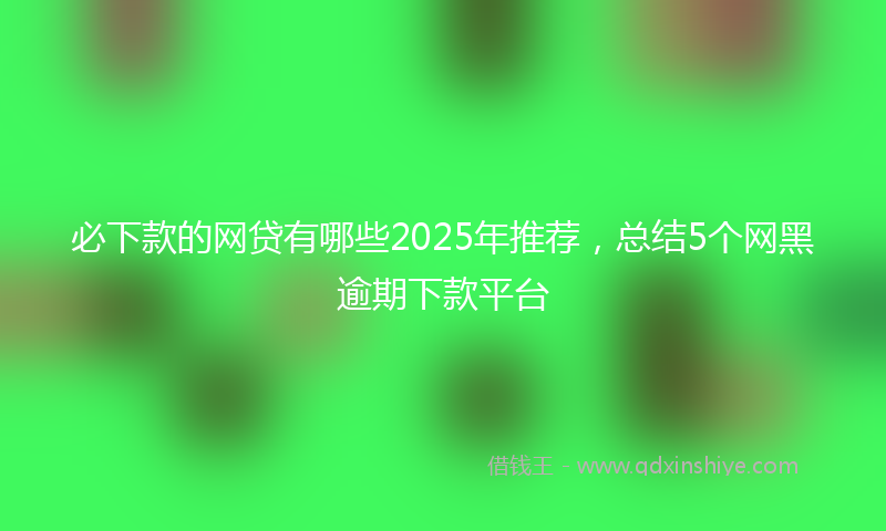 必下款的网贷有哪些2025年推荐，总结5个网黑逾期下款平台