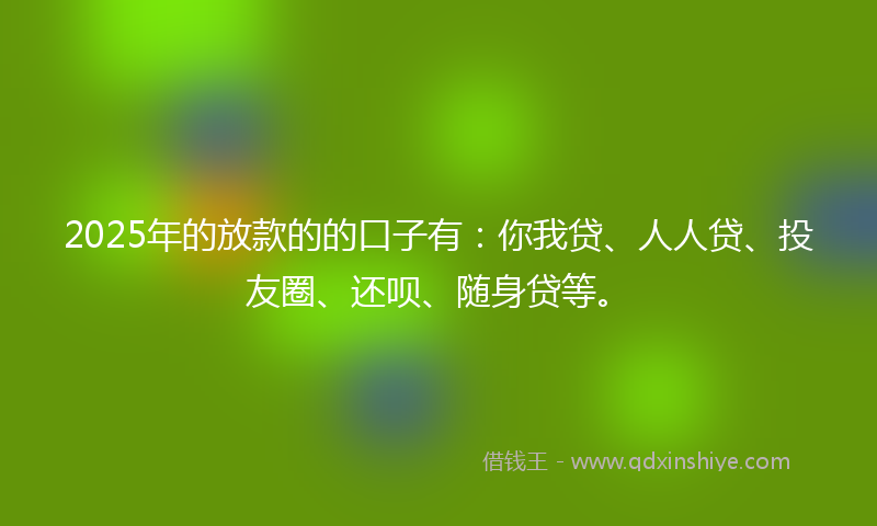 2025年的放款的的口子有：你我贷、人人贷、投友圈、还呗、随身贷等。