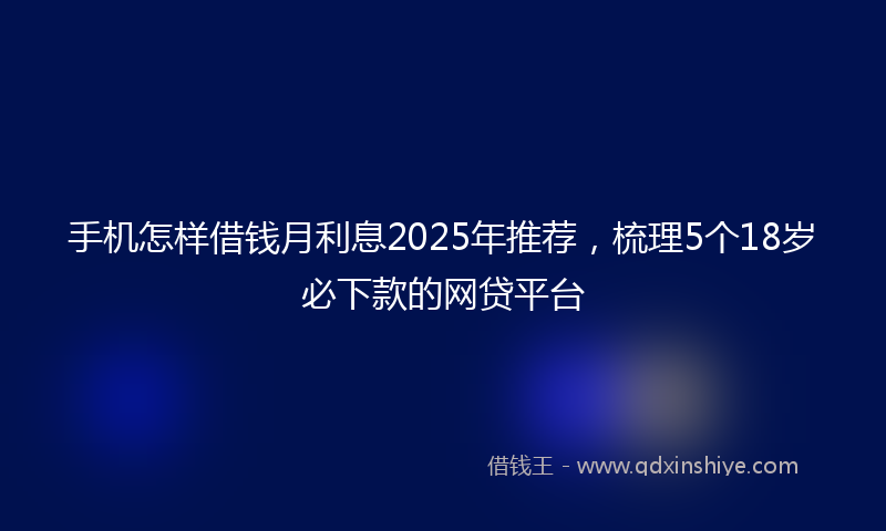 手机怎样借钱月利息2025年推荐，梳理5个18岁必下款的网贷平台