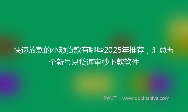 快速放款的小额贷款有哪些2025年推荐，汇总五个新号易贷速审秒下款软件