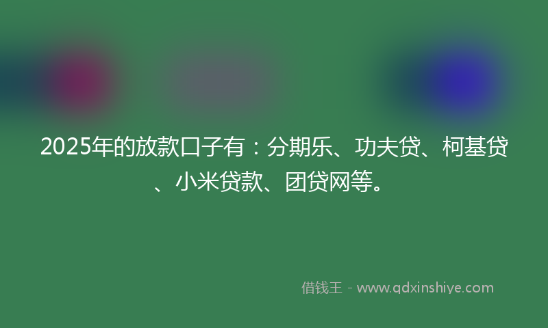 2025年的放款口子有：分期乐、功夫贷、柯基贷、小米贷款、团贷网等。