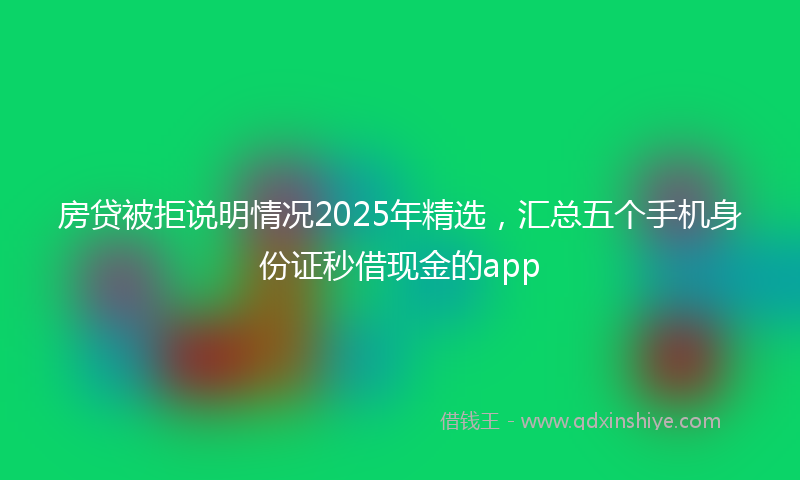 房贷被拒说明情况2025年精选，汇总五个手机身份证秒借现金的app