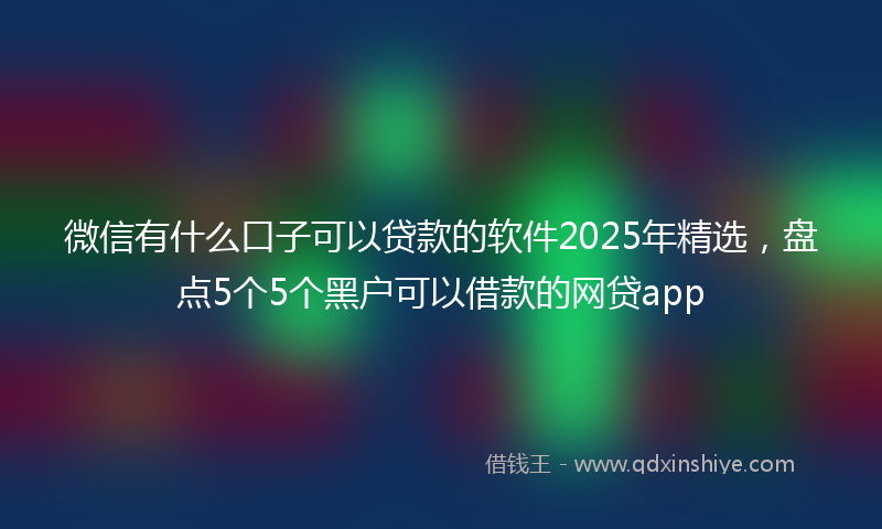 微信有什么口子可以贷款的软件2025年精选，盘点5个5个黑户可以借款的网贷app