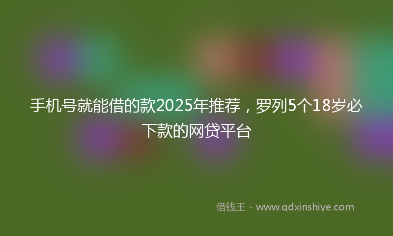 手机号就能借的款2025年推荐，罗列5个18岁必下款的网贷平台