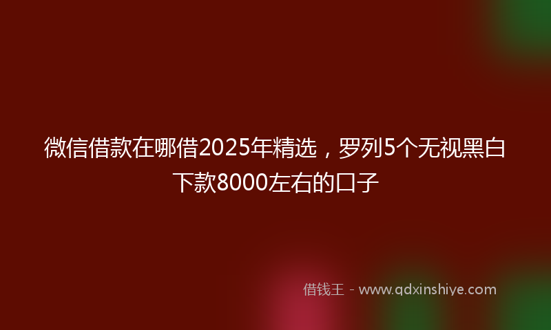 微信借款在哪借2025年精选，罗列5个无视黑白下款8000左右的口子