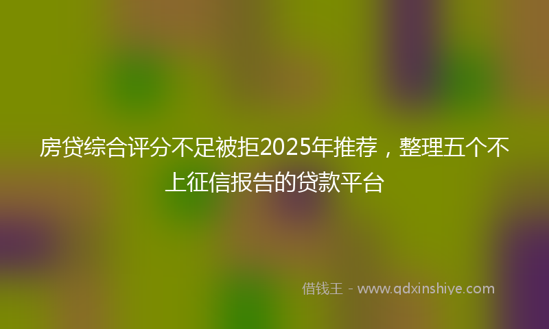 房贷综合评分不足被拒2025年推荐，整理五个不上征信报告的贷款平台