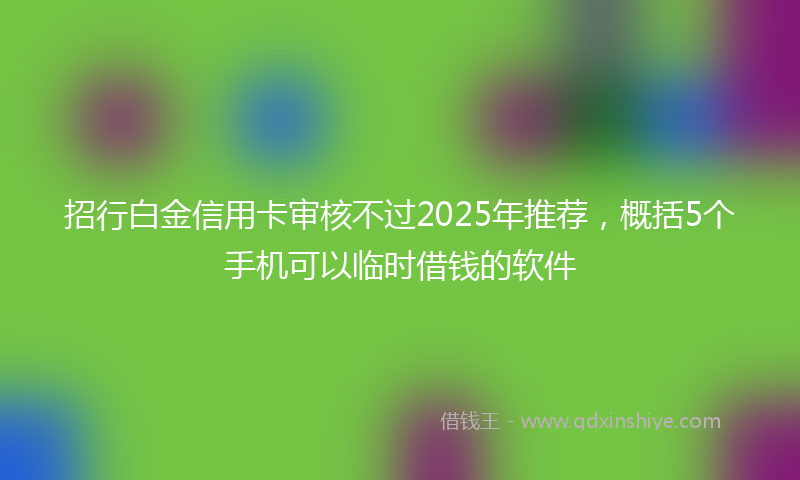 招行白金信用卡审核不过2025年推荐，概括5个手机可以临时借钱的软件
