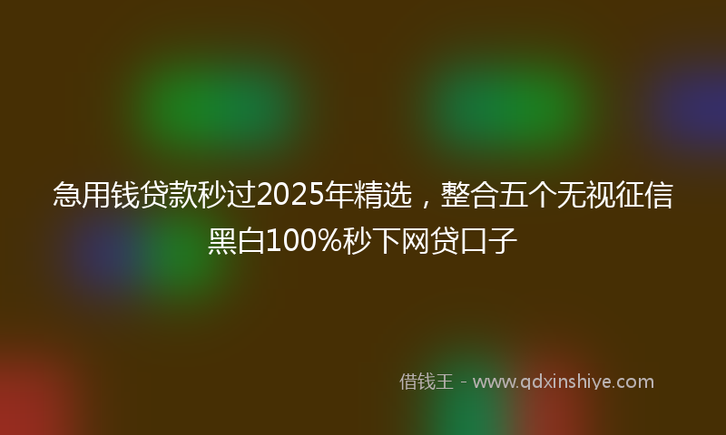 急用钱贷款秒过2025年精选，整合五个无视征信黑白100%秒下网贷口子