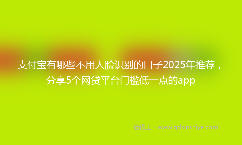 支付宝有哪些不用人脸识别的口子2025年推荐，分享5个网贷平台门槛低一点的app