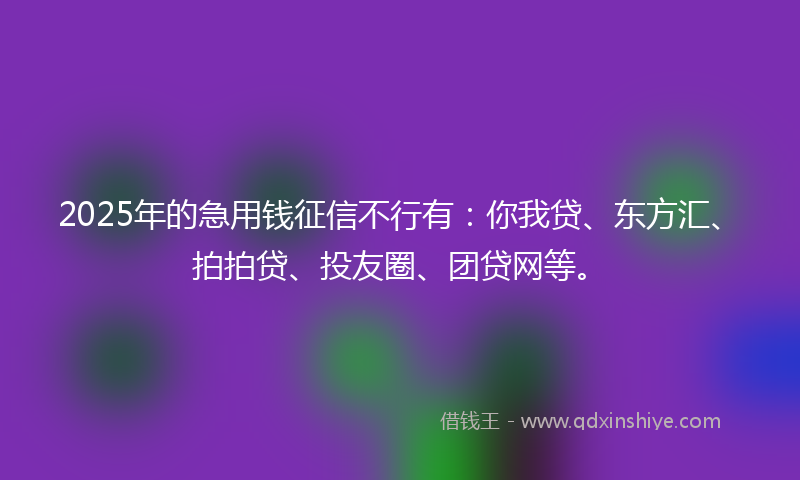 2025年的急用钱征信不行有：你我贷、东方汇、拍拍贷、投友圈、团贷网等。