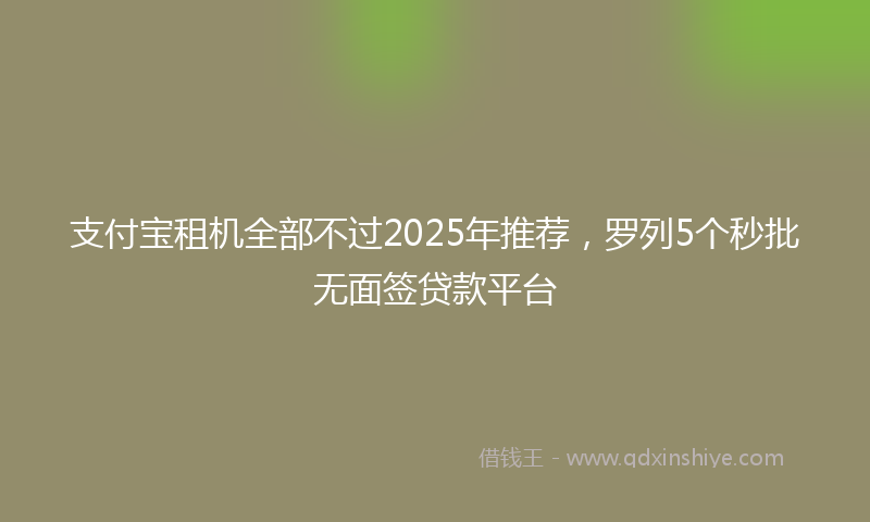 支付宝租机全部不过2025年推荐，罗列5个秒批无面签贷款平台