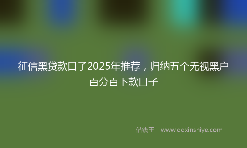 征信黑贷款口子2025年推荐，归纳五个无视黑户百分百下款口子